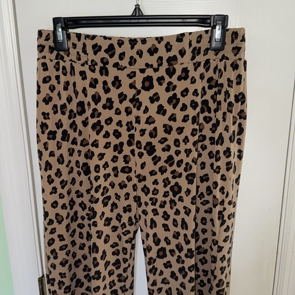 IMAN Leopard Cheetah Luxury Resort Palazzo Pants Vacation Cruise EUC Size Small - Picture 2 of 8